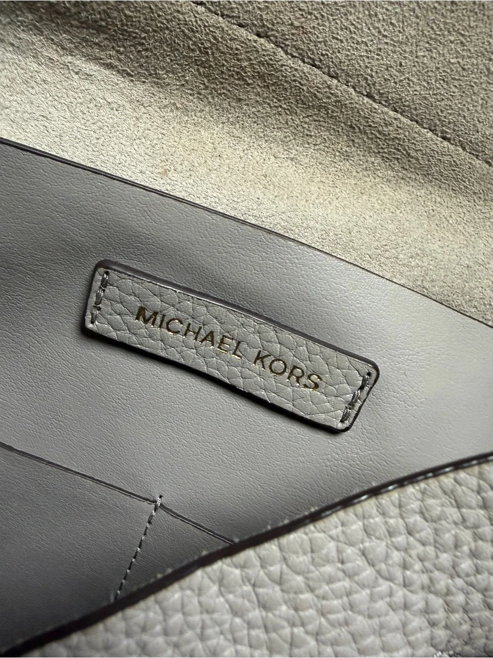 Michael Kors Pebbled Leather Drawstring Backpack - Gray